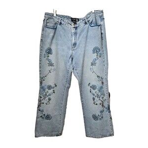 Vintage Y2K Venezia Beaded Embroidered Jeans Denim Size 22 Straight Leg Med Wash